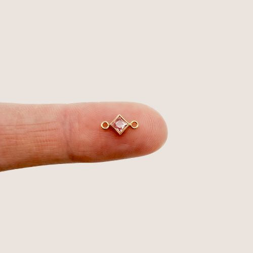 3mm Square CZ Birthstone Connectors - 1 set 12 (each month Jan-Dec)
