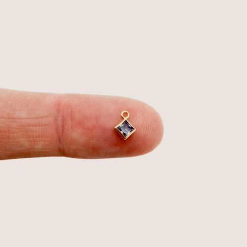 3mm Square CZ Birthstone Charms - 1 set 12 (each month Jan-Dec)