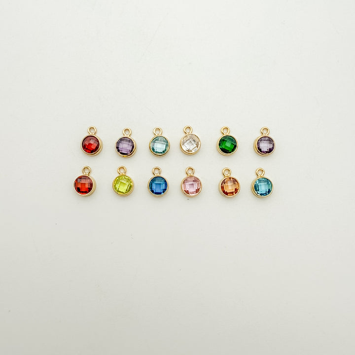 4mm Double-Sided CZ Birthstone Drop Charms - 1 set 12 (each month Jan-Dec)