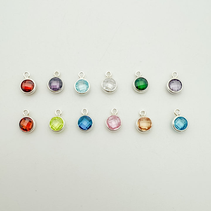4mm Double-Sided CZ Birthstone Drop Charms - 1 set 12 (each month Jan-Dec)