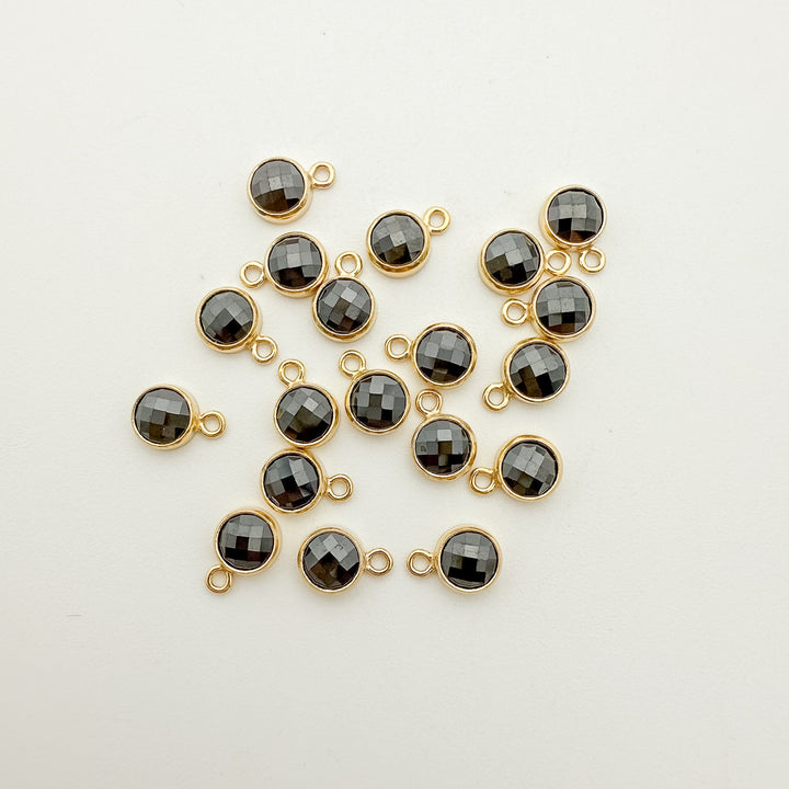 4mm Double-Sided CZ Black Gemstone Drop Charms