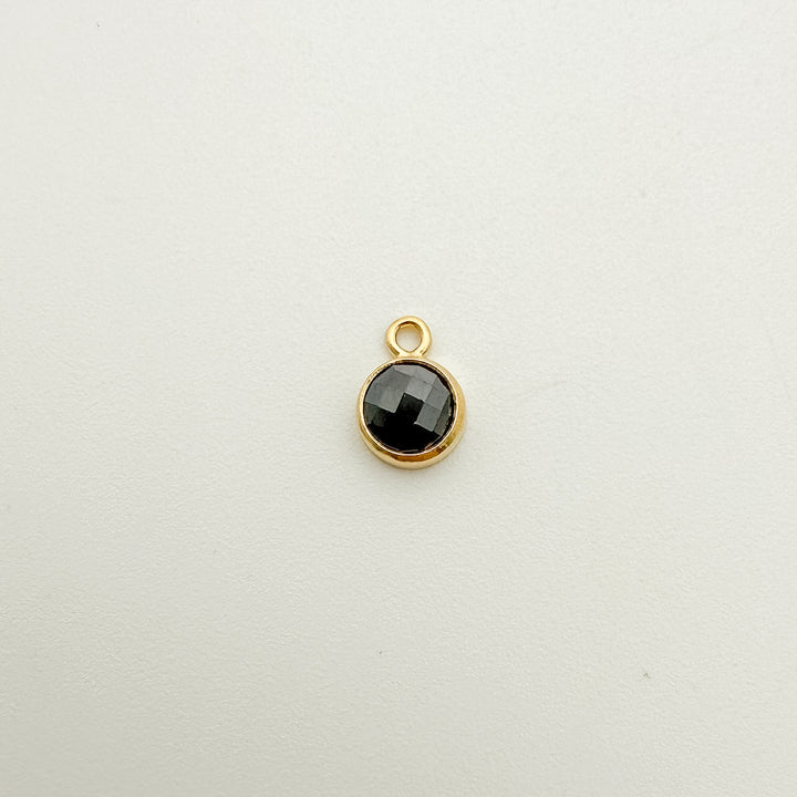 4mm Double-Sided CZ Black Gemstone Drop Charms