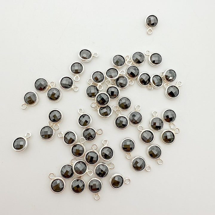 4mm Double-Sided CZ Black Gemstone Drop Charms