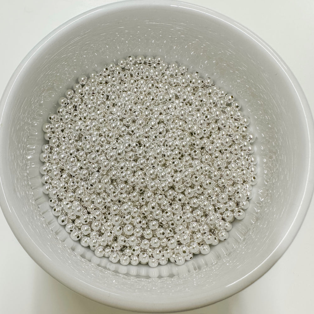 4mm round sterling silver beads / wholesale sterling silver beads / round sterling silver beads