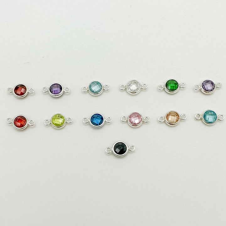 4mm Double-Sided CZ Birthstone Connectors - 1 set 12 (each month Jan-Dec)