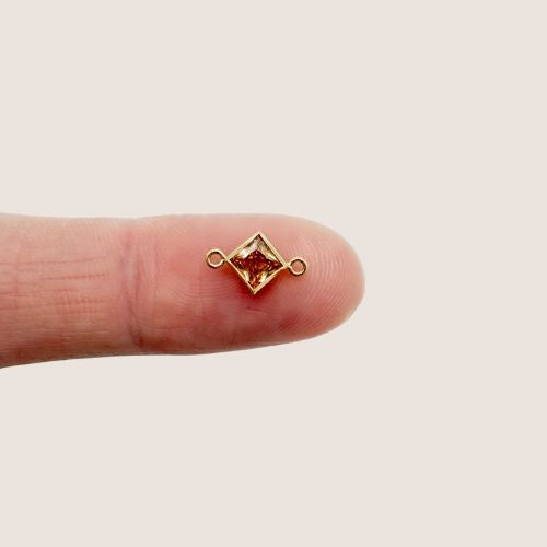 4mm Square CZ Birthstone Connectors - 1 set 12 (each month Jan-Dec)