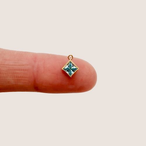 4mm Square CZ Birthstone Charms - 1 set 12 (each month Jan-Dec)