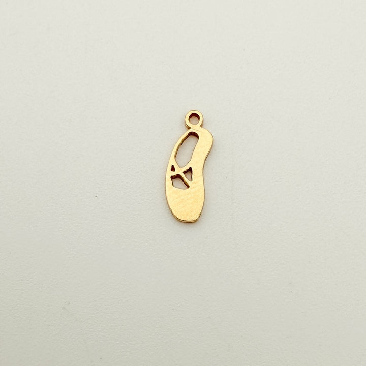 ballet slipper charm, gold-filled charm, sterling silver charm, permanent jewelry, charm bar, wholesale charms, essbe jewelry supply,