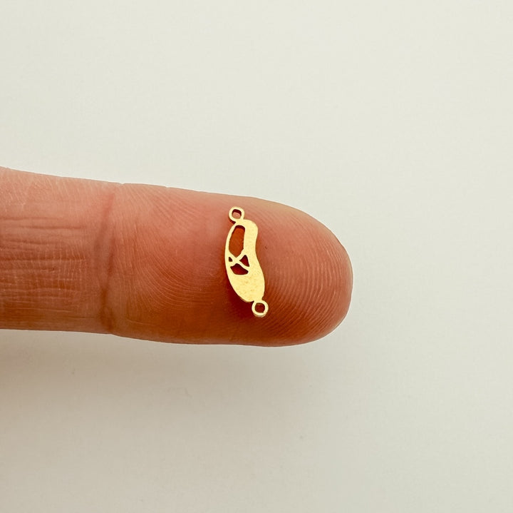 ballet slipper connector, gold-filled connector, sterling silver connector, permanent jewelry, charm bar, wholesale charms, essbe jewelry supply,