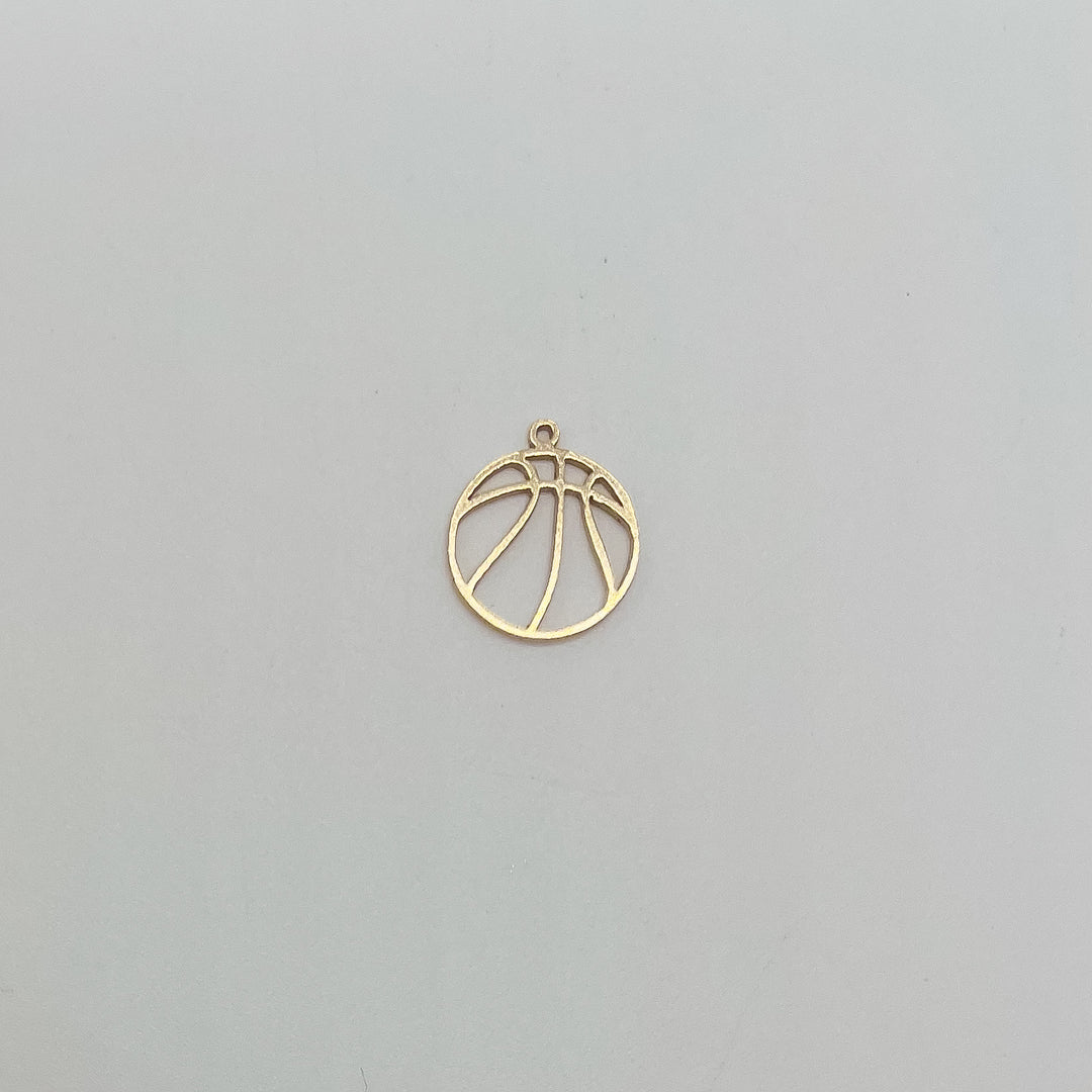 basketball charm, basketball connector, gold filled basketball charm, sterling silver basketball charm, permanent jewelry supplies, permanent jewelry charms