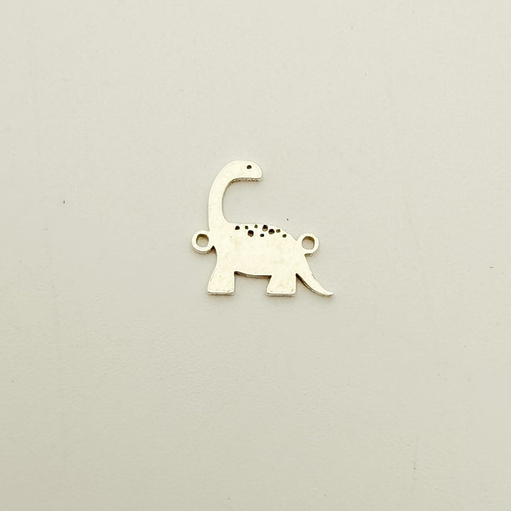 dinosaur connector, gold-filled connector, sterling silver connector, permanent jewelry, charm bar, wholesale connectors, essbe jewelry supply,