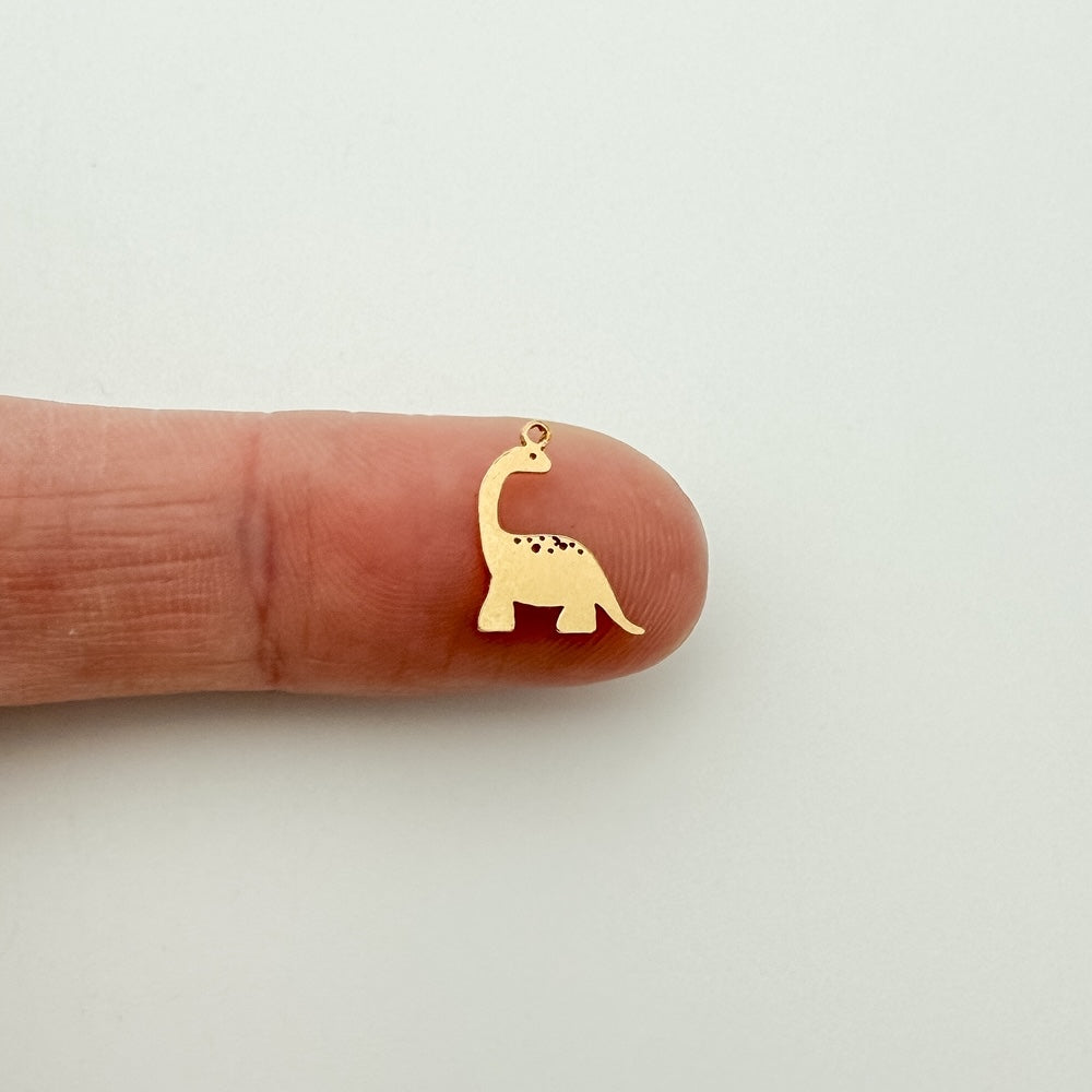 dinosaur charm, gold-filled charm, sterling silver charm, permanent jewelry, charm bar, wholesale charms, essbe jewelry supply,
