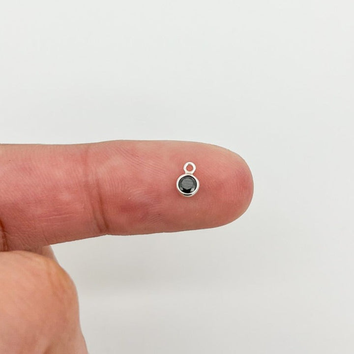 3mm Black Gemstone CZ Drop Charms
