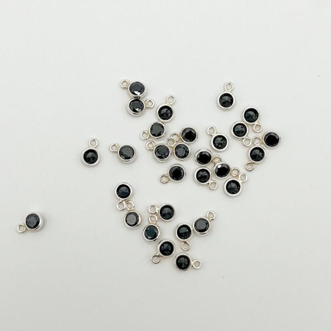 3mm Black Gemstone CZ Drop Charms