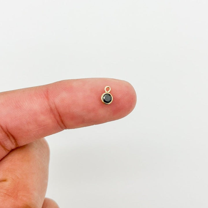3mm Black Gemstone CZ Drop Charms