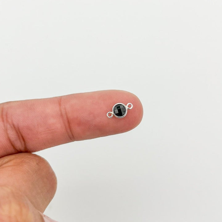 4mm Double-Sided CZ Black Gemstone Connectors