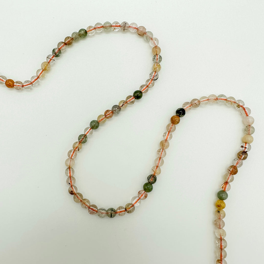 Round Natural Rutilated Quartz Beads Strand 4mm bead strands for jewelry making, beaded bracelets, jewelry supplies