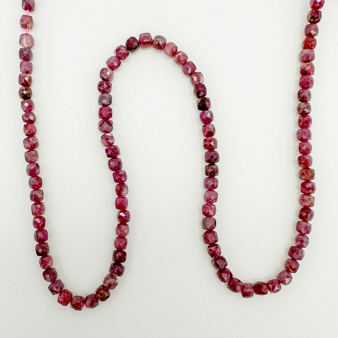Natural Red Tourmaline Faceted Square Shape 4mm bead strands for jewelry making, beaded bracelets, jewelry supplies
