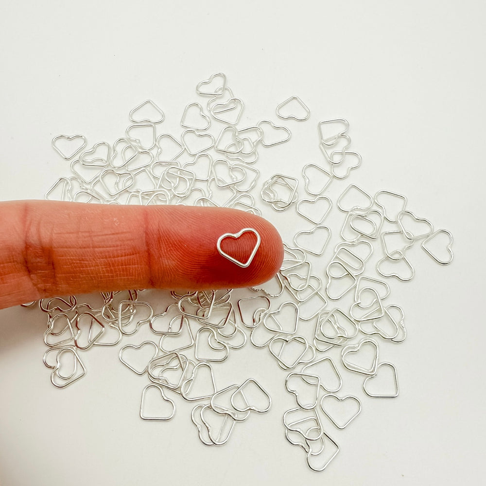 mini heart connectors, permanent jewelry supplies, jewelry supplies, sterling silver connectors
