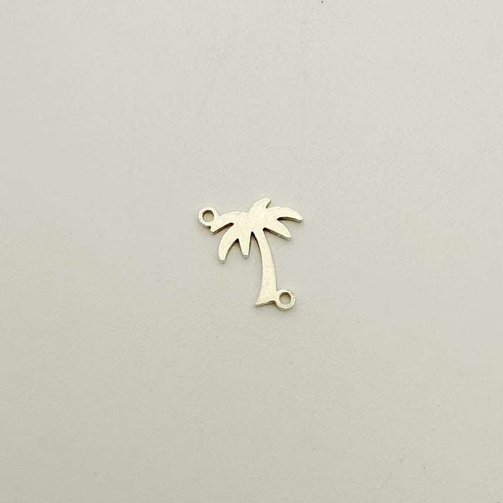 palm tree connector, gold-filled connector, sterling silver connector, permanent jewelry, charm bar, wholesale charms, essbe jewelry supply,