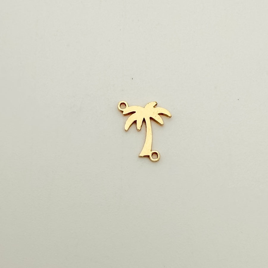 palm tree connector, gold-filled connector, sterling silver connector, permanent jewelry, charm bar, wholesale charms, essbe jewelry supply,