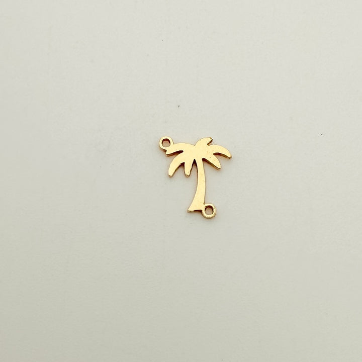 palm tree connector, gold-filled connector, sterling silver connector, permanent jewelry, charm bar, wholesale charms, essbe jewelry supply,