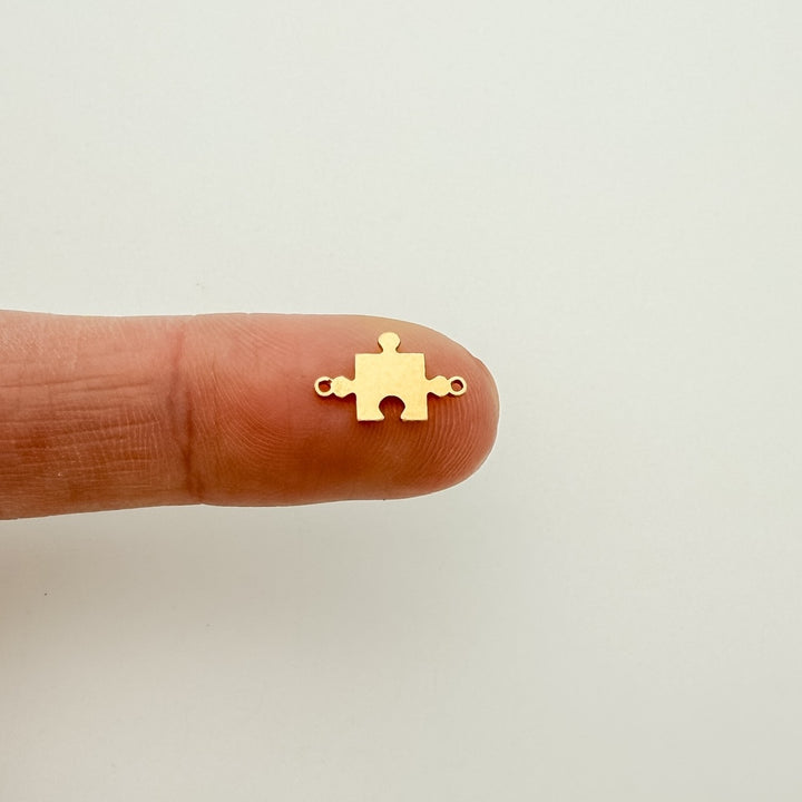 puzzle piece connector, gold-filled connector, sterling silver connector, permanent jewelry, charm bar, wholesale connectors, essbe jewelry supply,