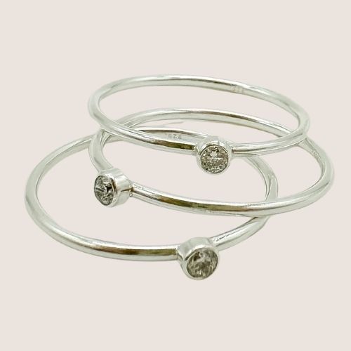sterling silver stacking ring / sterling silver bezel ring / bezel stacking ring