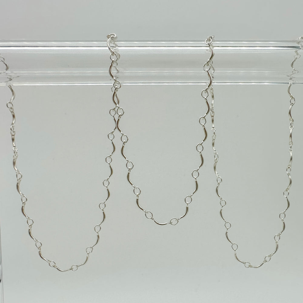 curved bar chain, sterling silver bar chain, bar chain by the foot, wholesale chain