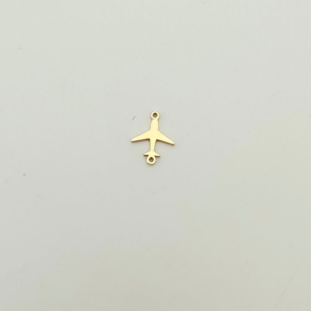 gold filled airplane connector, gold filled connectors, permanent jewelry connectors, essbe jewelry supply, permanent jewelry supplier, airplane charm, airplane connector, sterling silver airplane charm