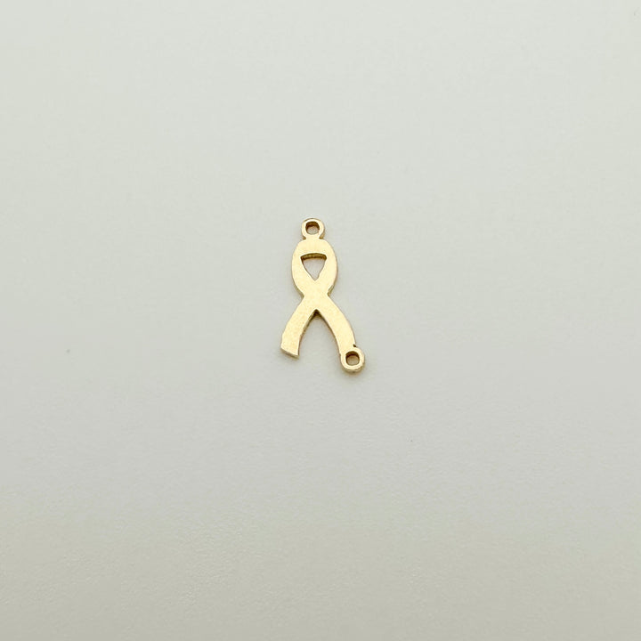 cancer awareness ribbon charm, cancer ribbon charm, cancer ribbon connector, gold filled cancer ribbon connector, permanent jewelry charms, gold filled charms