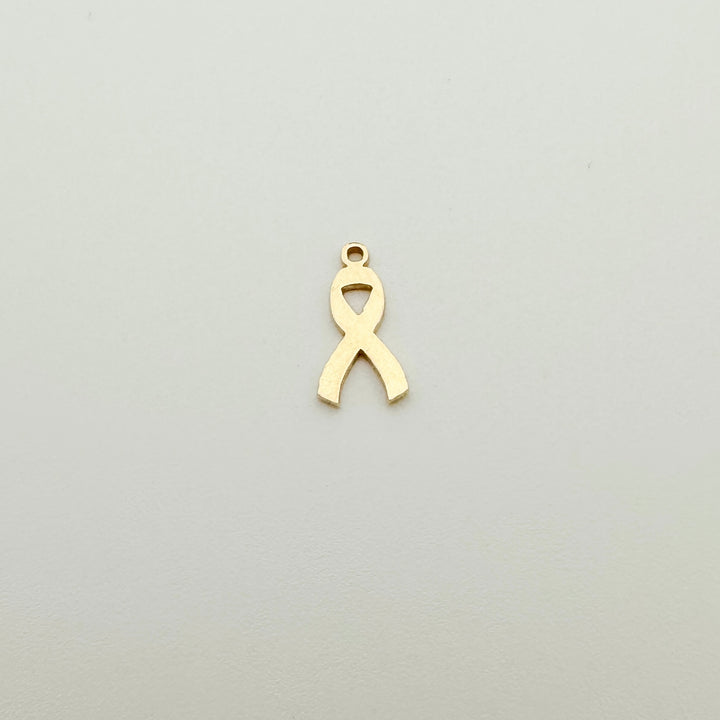 cancer awareness ribbon charm, cancer ribbon charm, cancer ribbon connector, gold filled cancer ribbon connector, permanent jewelry charms, gold filled charms