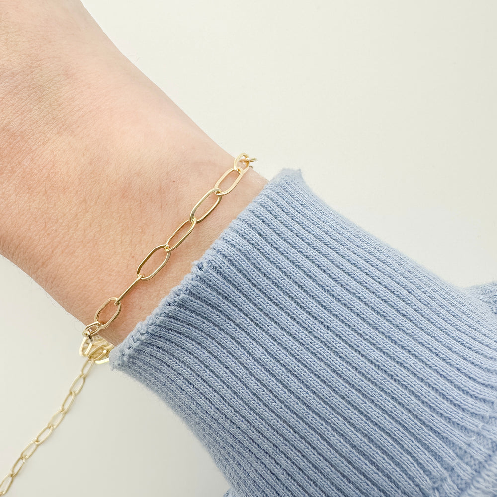 gold filled chunky paperclip chain, gold filled paperclip chain, large paperclip chain, wholesale chain, essbe jewelry supply, gold filled chain