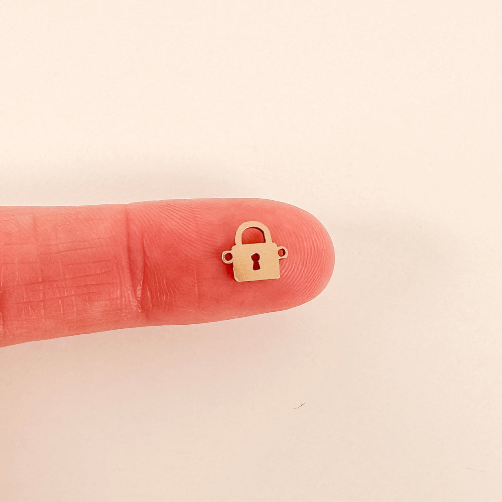 gold filled connectors, gold filled charms, permanent jewelry charms, permanent jewelry supplies, lock connector,