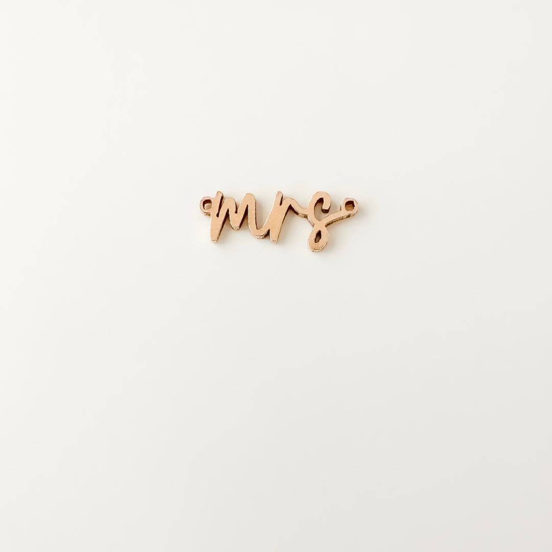 mrs connector, gold filled mrs connector, mrs charm, bridal charm, bridal party connector, bridal gift, essbe, permanent jewelry supplier, gold filled charms