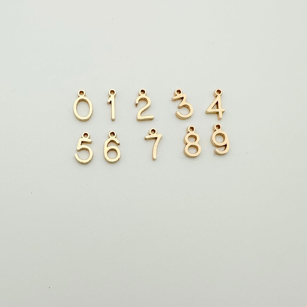 gold filled number charms, gold filled numbers, number charms, permanent jewelry charms, essbe, essbe jewelry supply