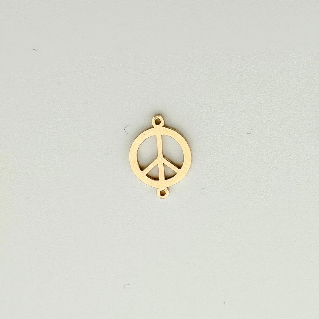 permanent jewelry supplies, essbe, essbe jewelry supply, charm, jewelry charms, gold filled necklace charm, gold filled bracelet charm, wholesale jewelry charms,  peace sign, gold filled peace sign connector