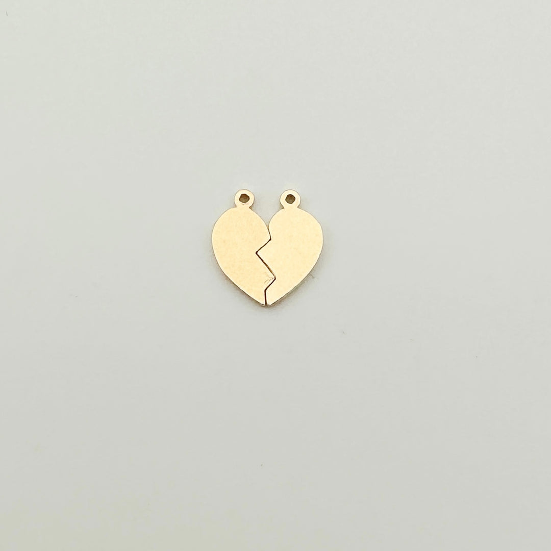 gold filled split heart charm, split heart charm, friendship heart jewelry, friendship bracelet, gold filled split heart charm, broken heart charm, gold filled broken heart charm, permanent jewelry