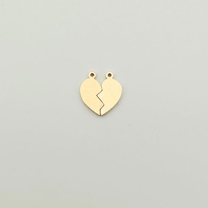 gold filled split heart charm, split heart charm, friendship heart jewelry, friendship bracelet, gold filled split heart charm, broken heart charm, gold filled broken heart charm, permanent jewelry