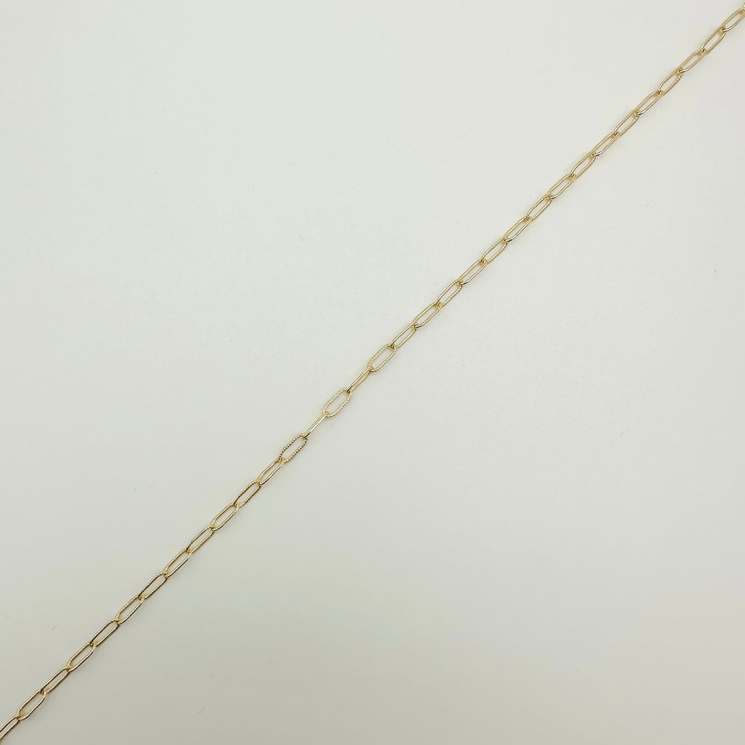 gold filled textured paperclip chain, gold filled paperclip chain, textured paperclip chain, wholesale chain, essbe jewelry supply, gold filled chain