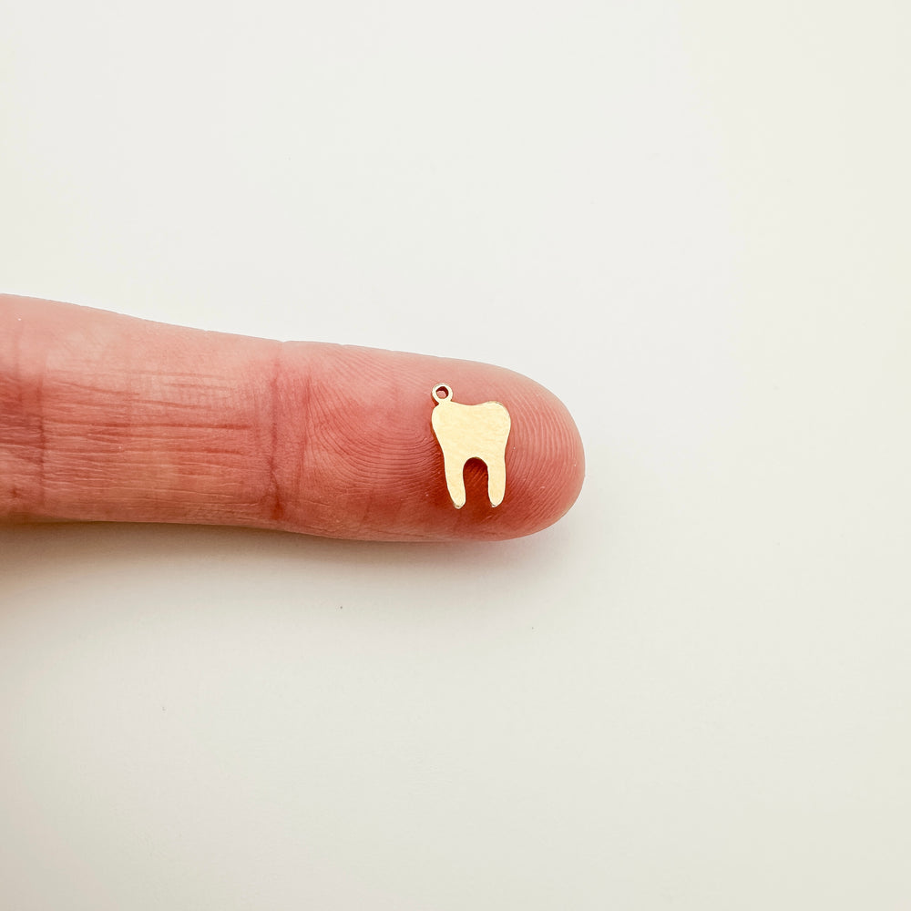 tooth charm, tooth connector, gold filled tooth charm, sterling silver tooth charm, permanent jewelry supplies, permanent jewelry charms