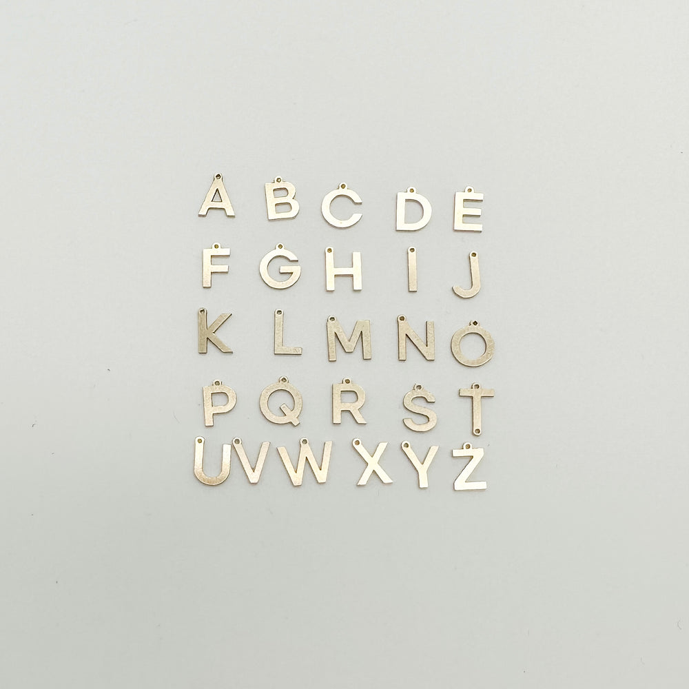 letter charms, wholesale letter charms, wholesale letter connectors, gold filled letter connectors, gold filled letter charms, wholesale permanent jewelry supplies, jewelry supplies, essbe jewelry supply
