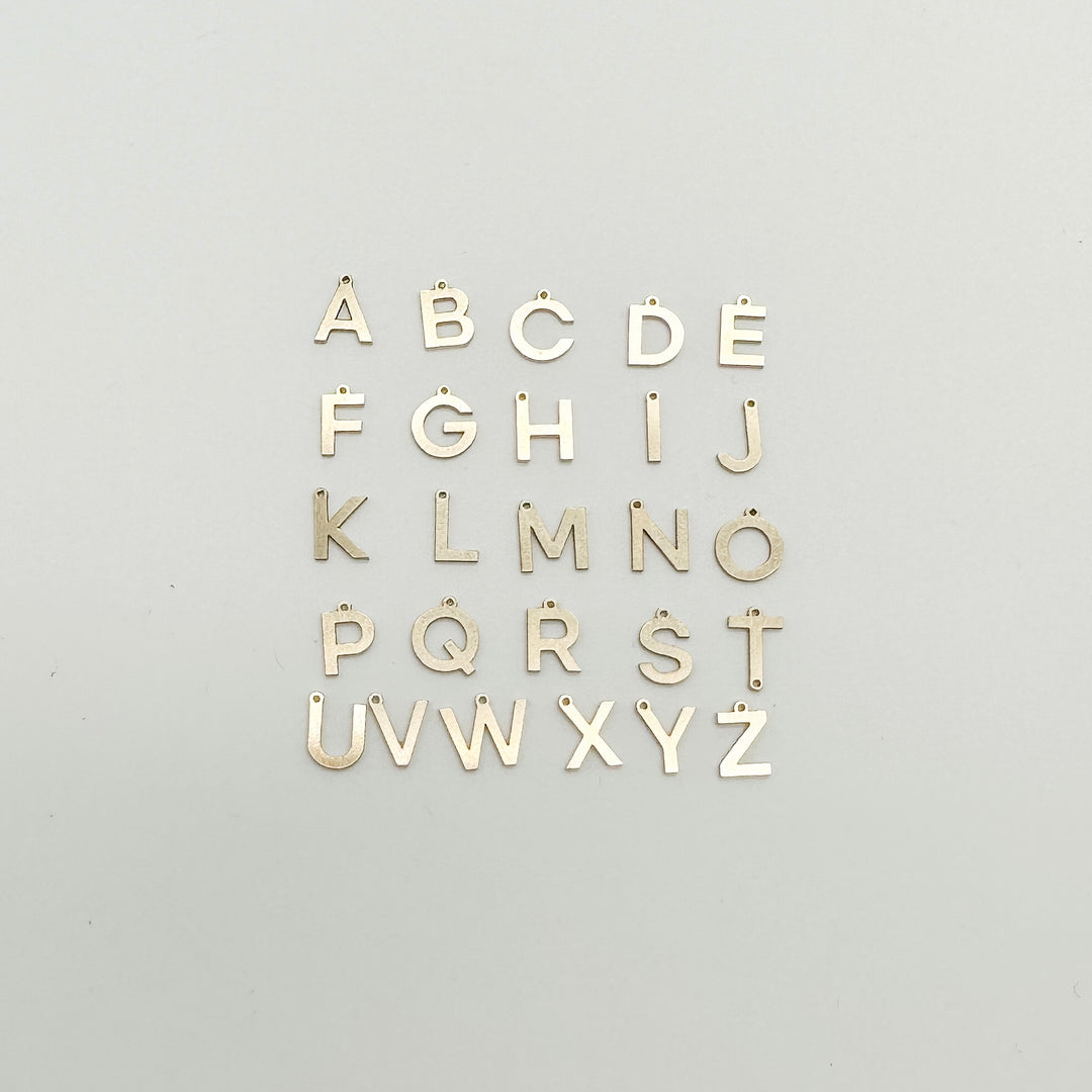 letter charms, wholesale letter charms, wholesale letter connectors, gold filled letter connectors, gold filled letter charms, wholesale permanent jewelry supplies, jewelry supplies, essbe jewelry supply