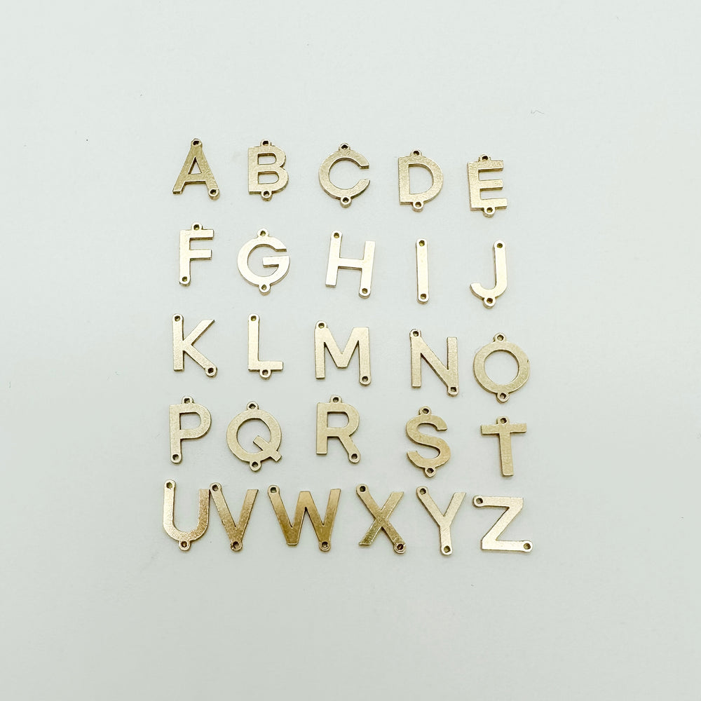 letter charms, wholesale letter charms, wholesale letter connectors, gold filled letter connectors, gold filled letter charms, wholesale permanent jewelry supplies, jewelry supplies, essbe jewelry supply