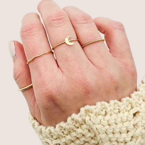 gold filled crescent moon ring, crescent moon ring, moon ring, moon jewelry, gold filled moon ring, gold filled stacking rings, wholesale gold filled rings
