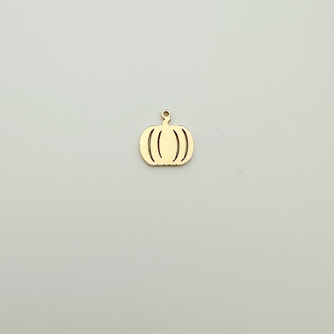 pumpkin charm, pumpkin connector, gold filled pumpkin charm, sterling silver pumpkin charm, permanent jewelry supplies, permanent jewelry charms