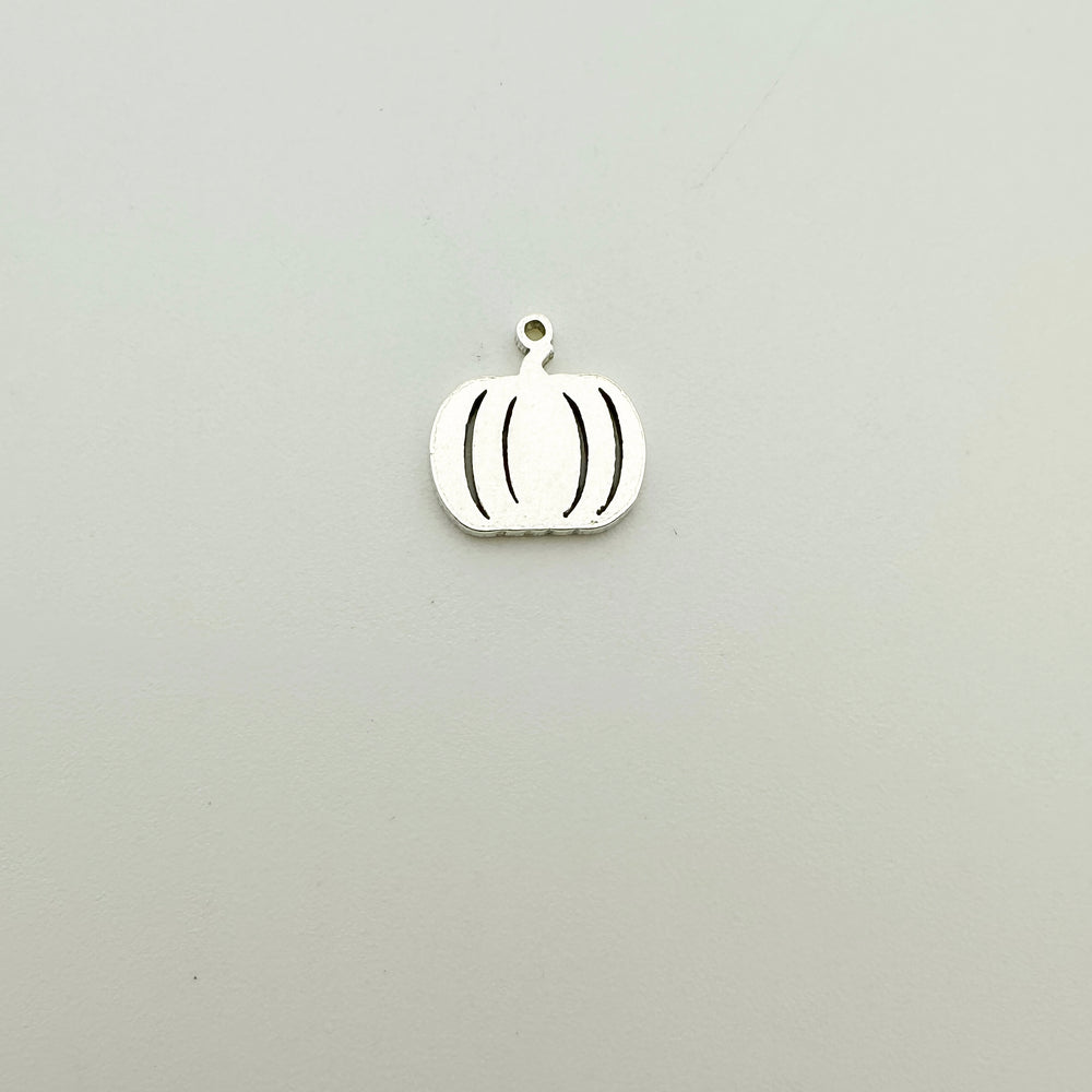 pumpkin charm, pumpkin connector, gold filled pumpkin charm, sterling silver pumpkin charm, permanent jewelry supplies, permanent jewelry charms