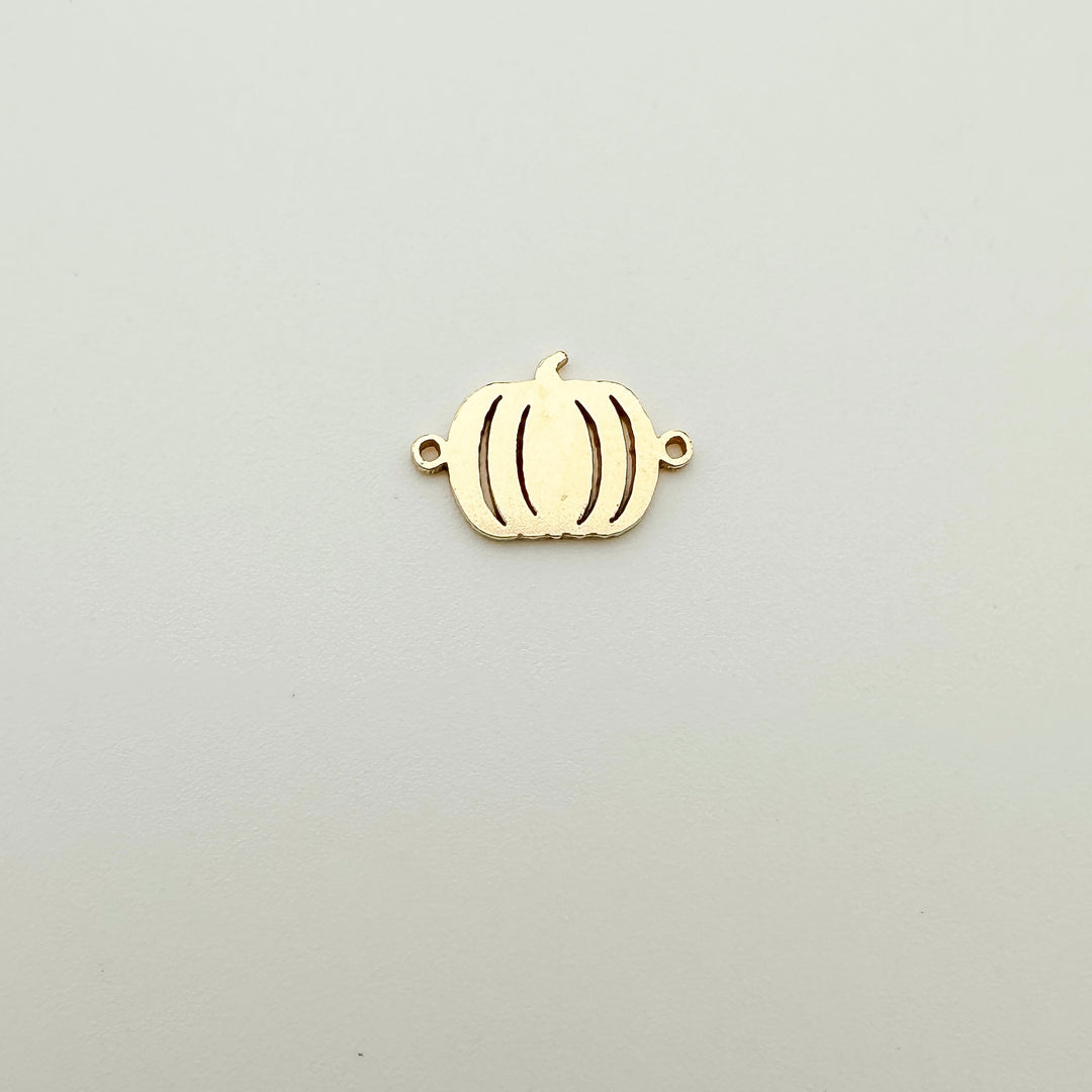 pumpkin charm, pumpkin connector, gold filled pumpkin charm, sterling silver pumpkin charm, permanent jewelry supplies, permanent jewelry charms