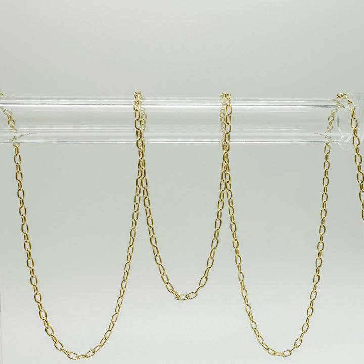 gold filled paperclip chain / permanent jewelry supplies / wholesale chain by the foot / gold filled chain