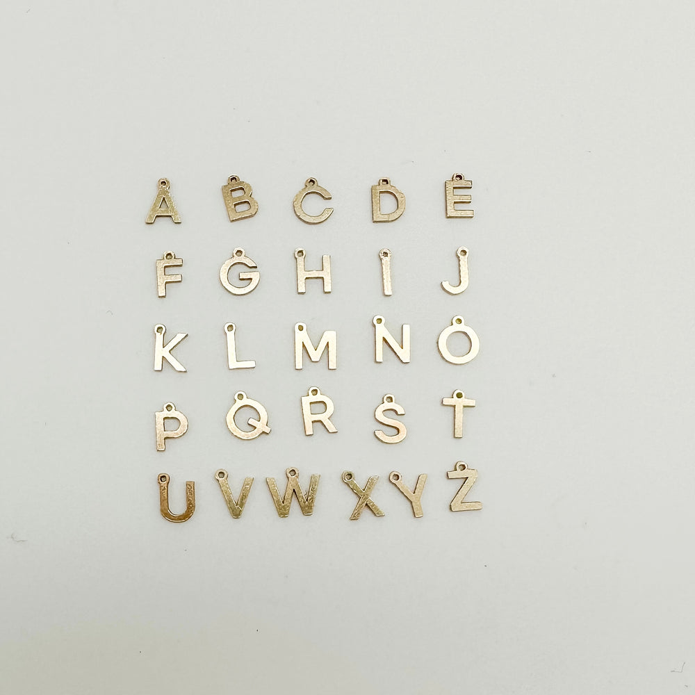 letter charms, wholesale letter charms, wholesale letter connectors, gold filled letter connectors, gold filled letter charms, wholesale permanent jewelry supplies, jewelry supplies, essbe jewelry supply